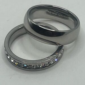 Stainless steel Silver Band Rings Set size 8